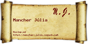 Mancher Júlia névjegykártya